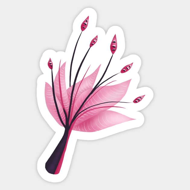 Pink Abstract Water Lily Flower Sticker by Boriana Giormova